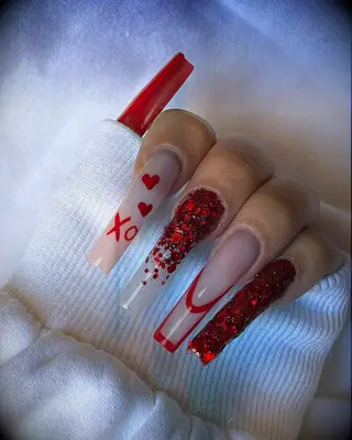 XO red glitter Valentine