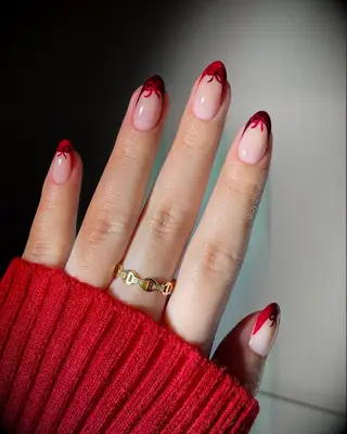 Red bow French tip Valentine