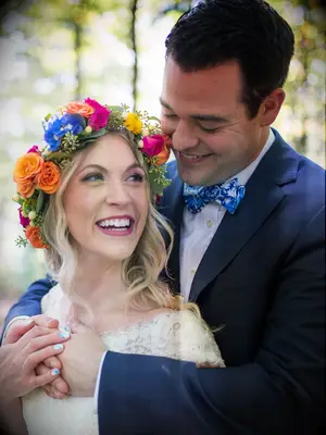 wedding hair flowers down with flower headband