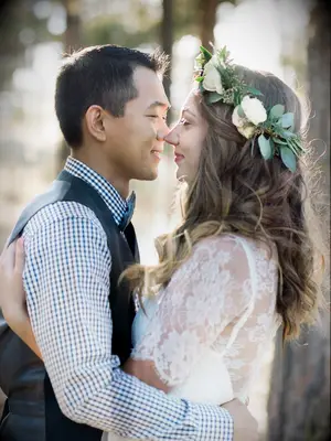 wedding hair flowers pulled back with floral crown