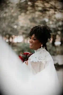 Pineapple wedding hairstyle for Black bride