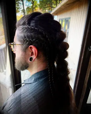 Double side braid updo wedding hairstyle for groom