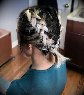 Reverse french pigtails braided wedding hairstyle