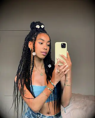 Half Up Senegalese Twists wedding hairstyle