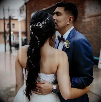 Braided hair with vine wedding hairstyle