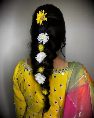 Floral french braid wedding hairstyle