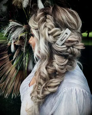 Extra wide fishtail braid wedding hairstyle