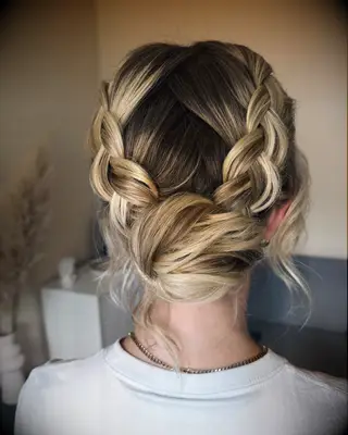 Milkmaid braided wedding hairstyle
