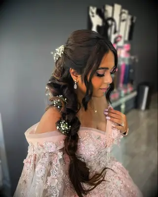 Side Braid with Flowers wedding hairstyle