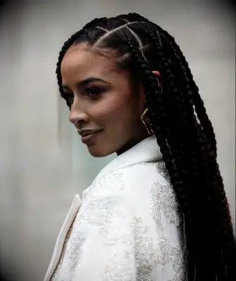 Side part box braids wedding hairstyle
