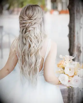 Half up crossover braids wedding hairstyle