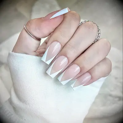 Triangle French Tips wedding nail inspiration
