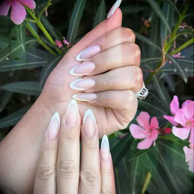 Pearl French Tips wedding nails inspiration