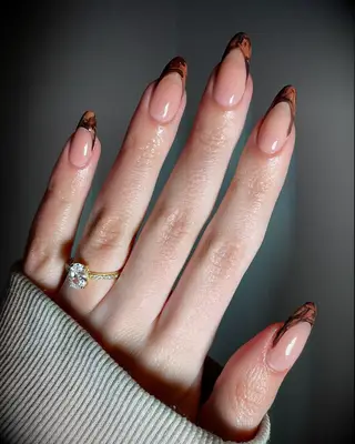 Coffee-Inspired French Tips wedding nails