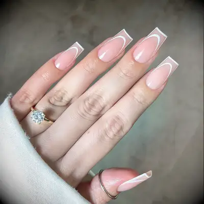 French tip outline wedding nails inspiration
