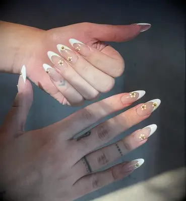 Yellow Floral wedding French Manicure