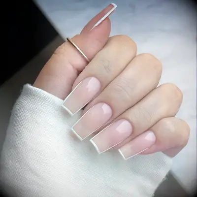 Square french manicure wedding nails inspiration