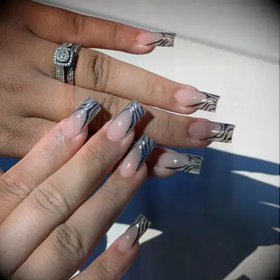 Striped french manicure wedding nails idea