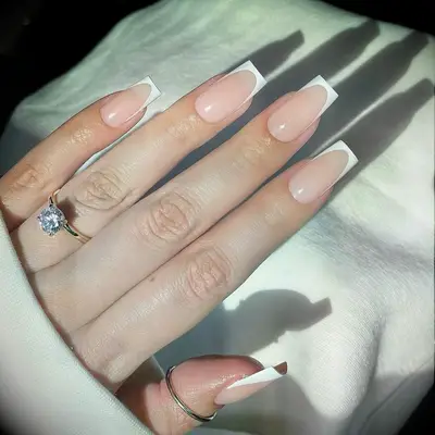 Square french tip wedding nail inspiration