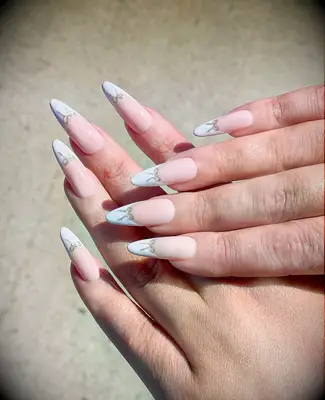 Tiny bows wedding french manicure