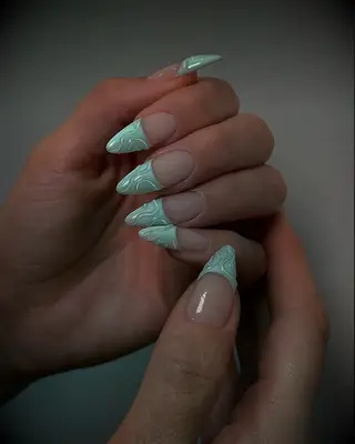 Colored french tips wedding manicure