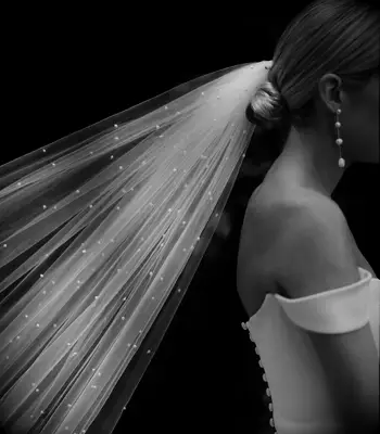 Elegant wedding updo for short hair with veil