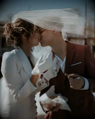 Messy updo wedding hairstyle for short hair