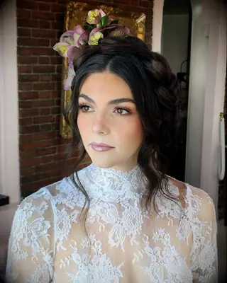 Boho braid crown medium length wedding hairstyle