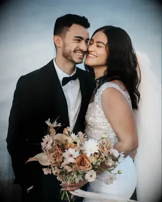 Middle part mermaid waves wedding hairstyle