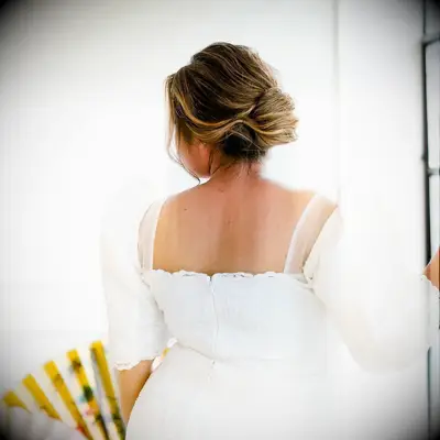 Textured wedding updo for medium length hair