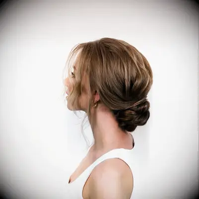 Wedding updo with soft front pieces for medium length hair