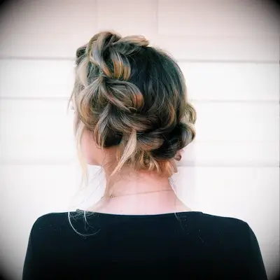 Braided bridal updo for medium length hair