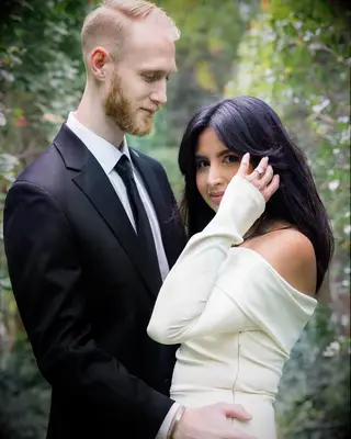 Curtain bangs wedding hairstyle