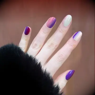 Unique Horizontal Ombre wedding nails