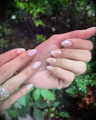 Neutral Ombre With White Chrome wedding nails