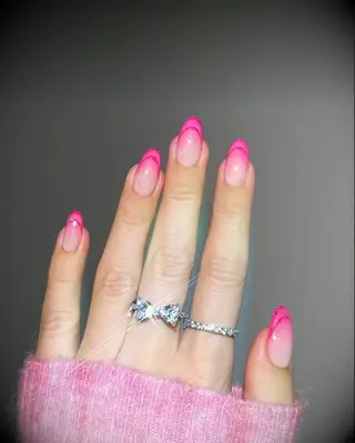 Pink Ombre Double French Manicure wedding nails