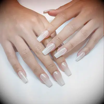 White Ombre Glazed Donut Wedding Nails