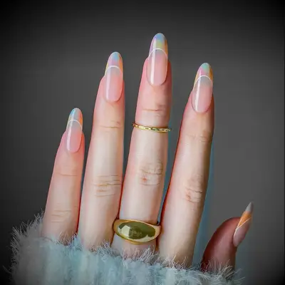 Modern Minimalist Rainbow Ombre wedding nails