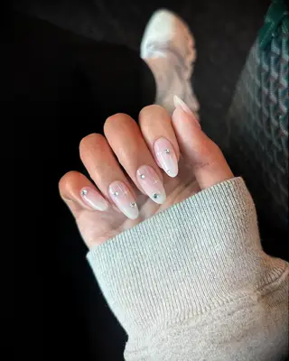 Glam Rhinestone Airbrush Ombre Wedding Nails