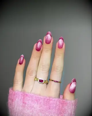 Shimmery pink ombre wedding nails