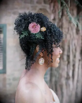 Floral Updo thin wedding hairstyle