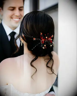 Low bun thin wedding hairstyle