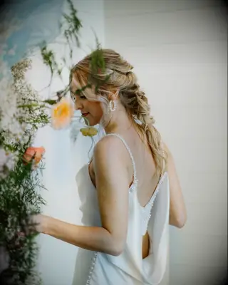 Textured braid thin wedding hairstyle