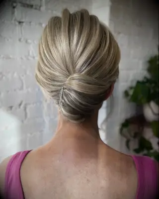 Sleek Chignon thin wedding hairstyle