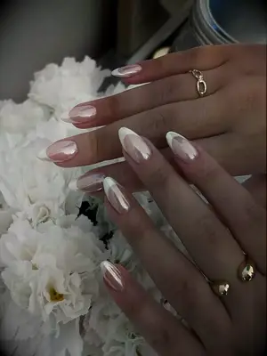 High-shine French manicure wedding nails