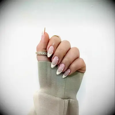 Pearl-accented French manicure wedding nails