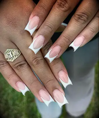 White glitter wedding nails