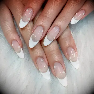 Pearl French manicure wedding nails