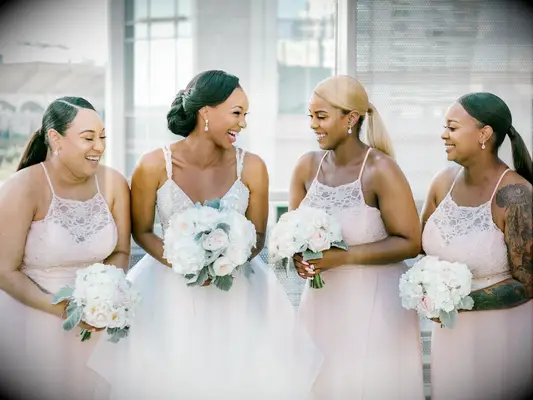 getting ready morning of wedding bridesmaids