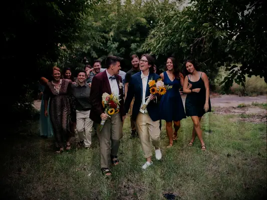 getting ready morning of wedding mixed wedding party